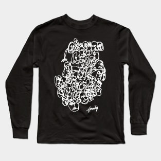 Family Line Drawing Art White Print Long Sleeve T-Shirt